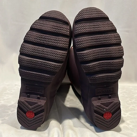 Hunter Purple Red Buckle Tall Rain Boots Shoes **Size 7** ☔️☔️ - Picture 7 of 8